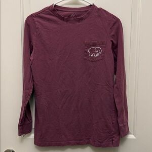 ivory‎ ella Long Sleeve Pocket Tee - Plum with White Elephant